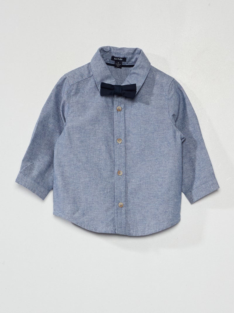 Overhemdje met vlinderstrikje BLAUW - Kiabi