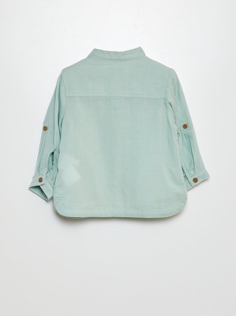Overhemdje van dunne stof met maokraag blauw - Kiabi