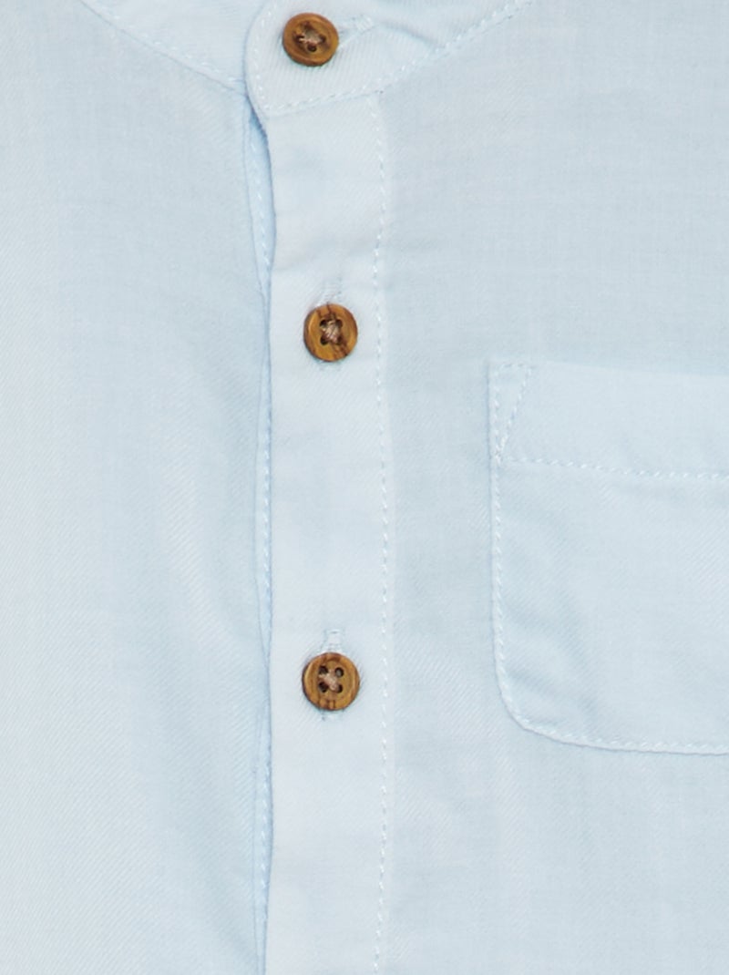 Overhemdje van dunne stof met maokraag BLAUW - Kiabi