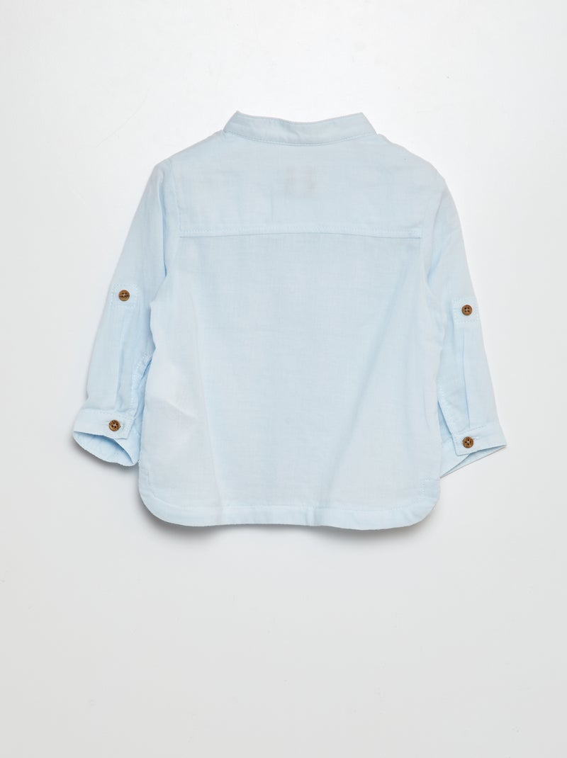 Overhemdje van dunne stof met maokraag BLAUW - Kiabi