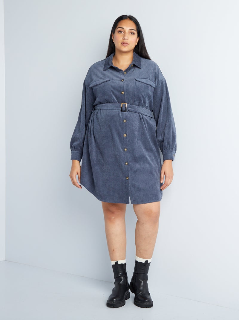 Overhemdjurk van corduroy BLAUW - Kiabi