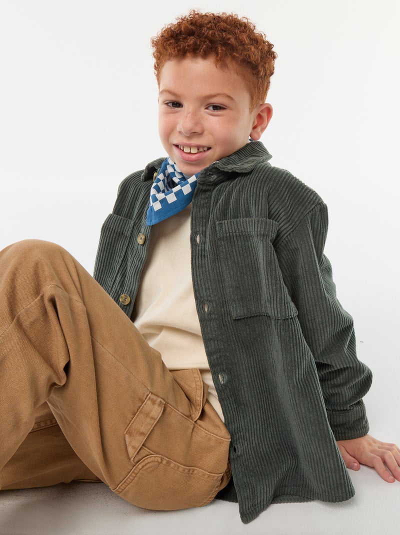 Overshirt van corduroy Groen - Kiabi