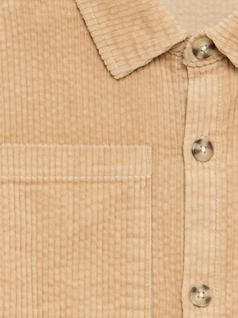 Overshirt van ribfluweel Biege - Kiabi