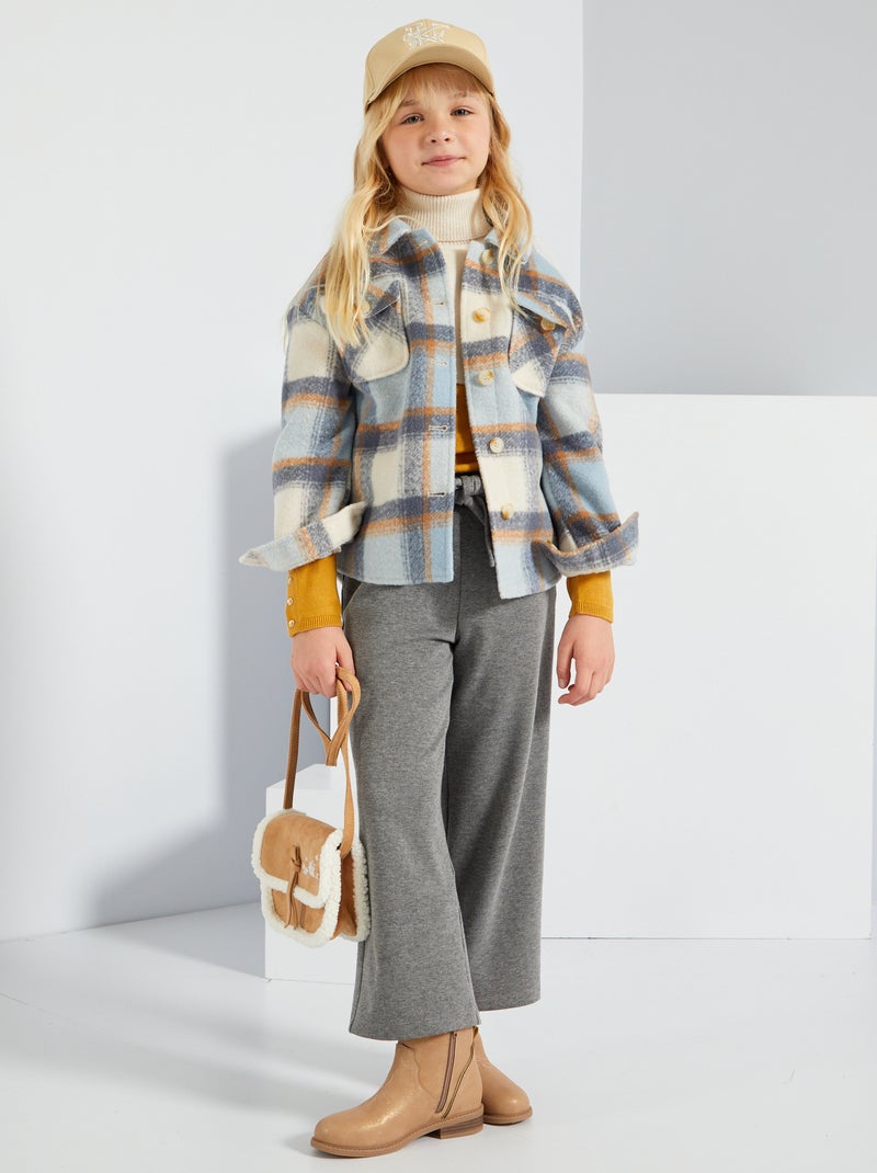 Overshirt van wollen stof BLAUW - Kiabi