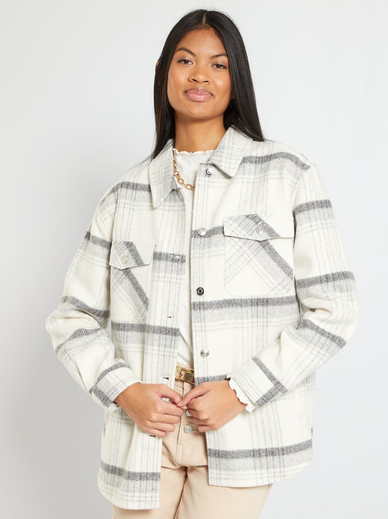 Overshirt van wollen stof GRIJS - Kiabi