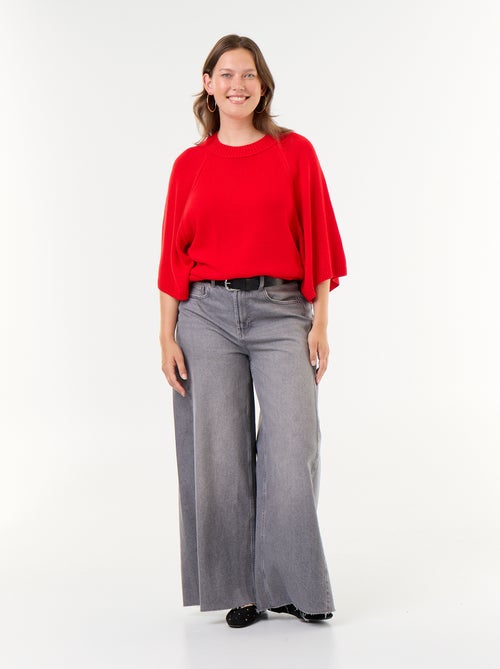 Oversize trui van tricot met korte mouwen - Kiabi