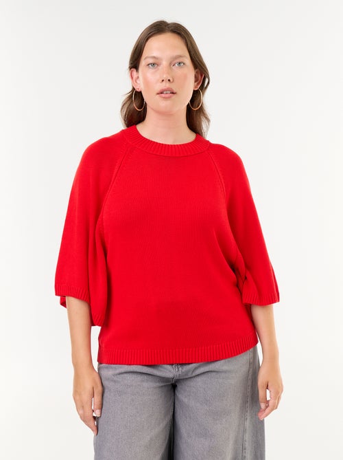 Oversize trui van tricot met korte mouwen - Kiabi