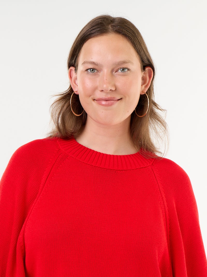 Oversize trui van tricot met korte mouwen Rood - Kiabi