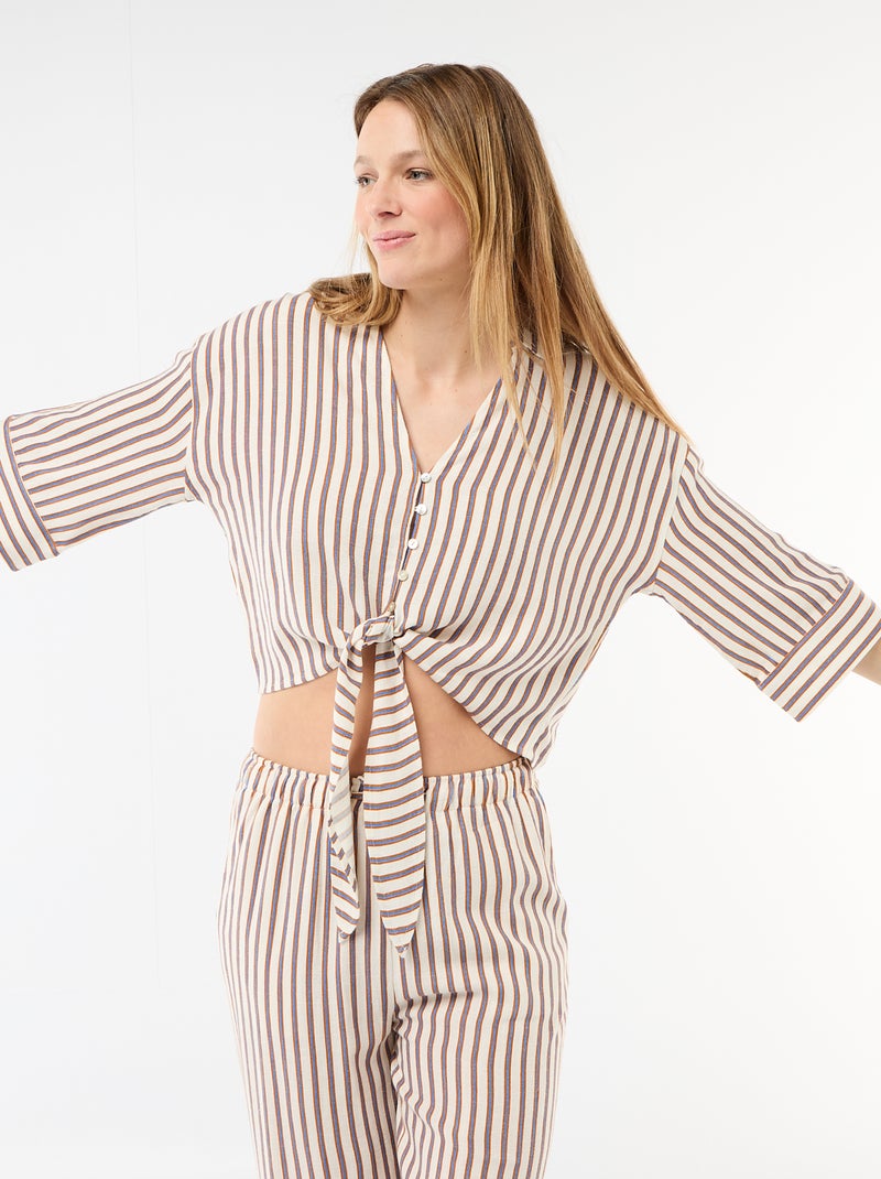 Oversized blouse met knoopdetail Biege - Kiabi