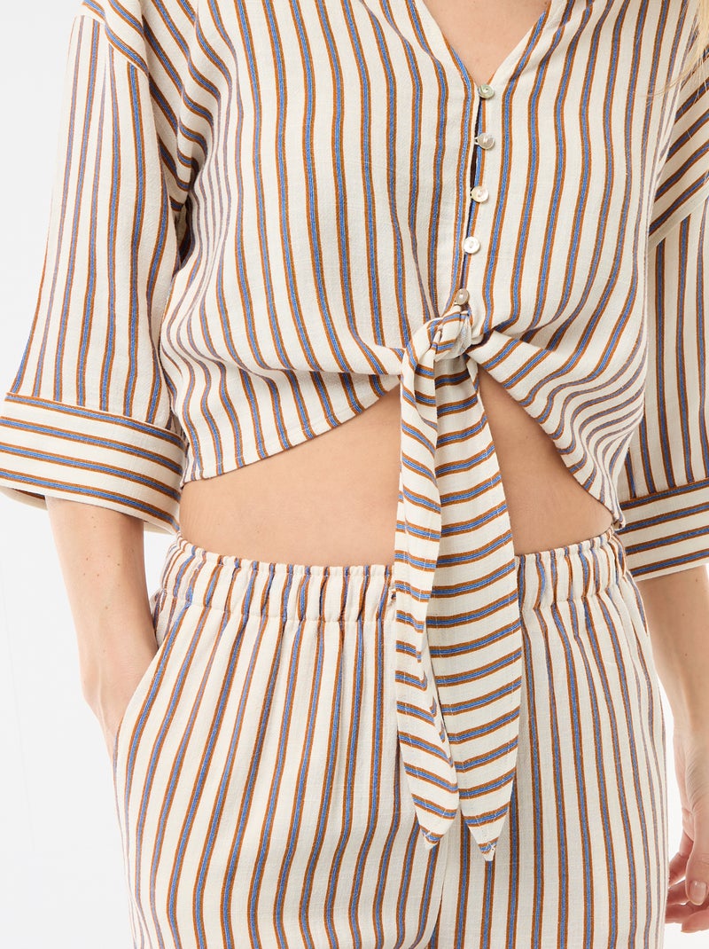 Oversized blouse met knoopdetail Biege - Kiabi
