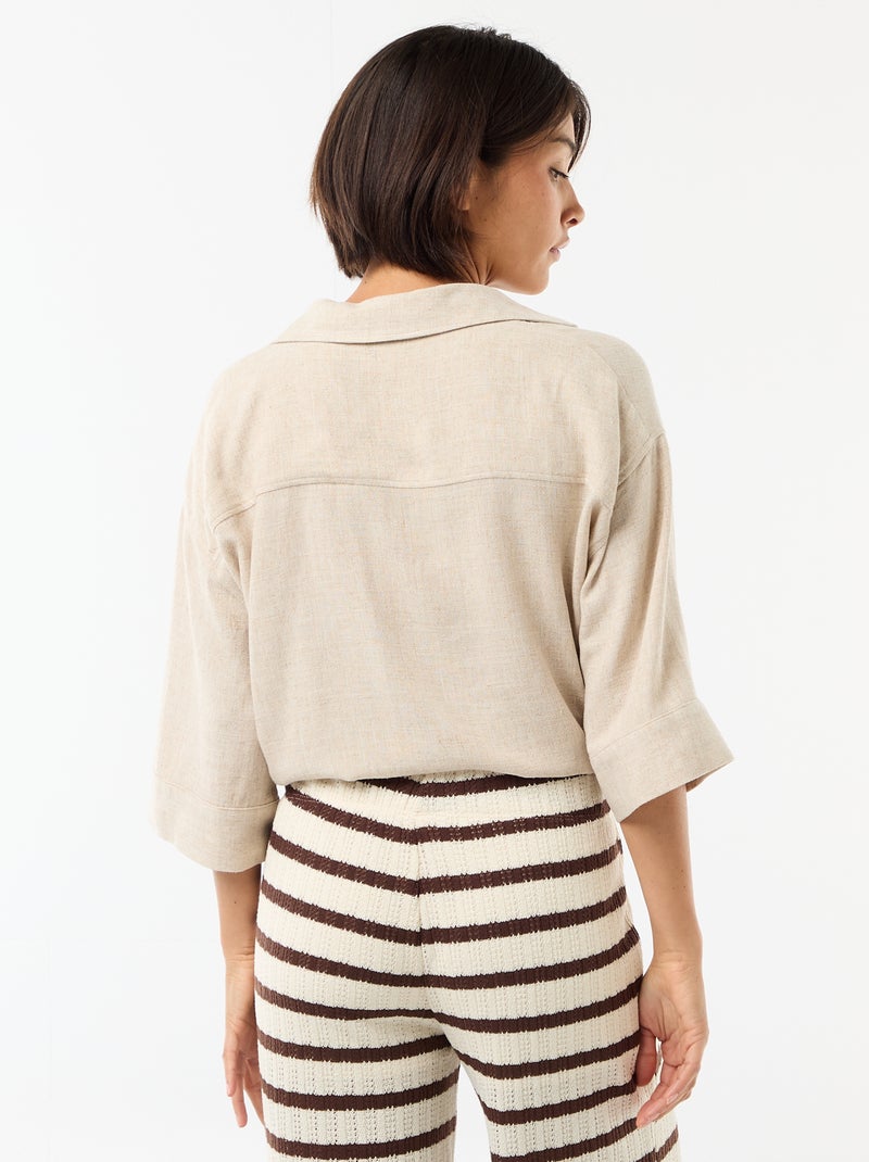 Oversized blouse met knoopdetail Biege - Kiabi