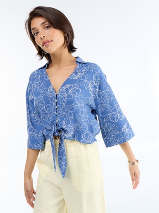Oversized blouse met knoopdetail