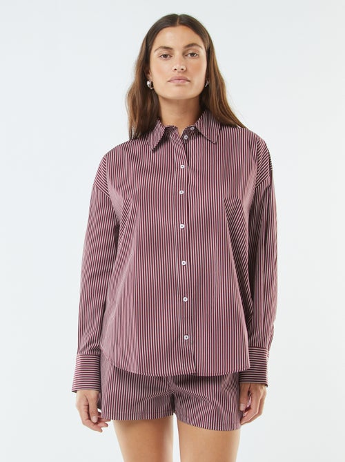 Oversized blouse van gestreepte popeline - Kiabi