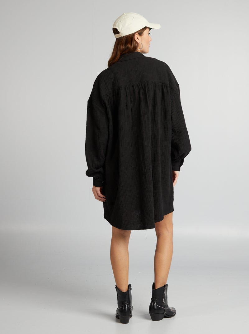Oversized blouse van zachte, luchtige katoen zwart - Kiabi