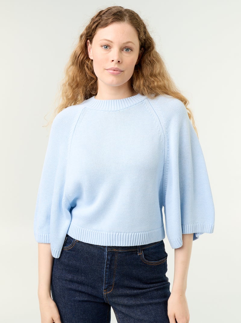 Oversized gebreide trui met lage mouwinzetten Blauw - Kiabi