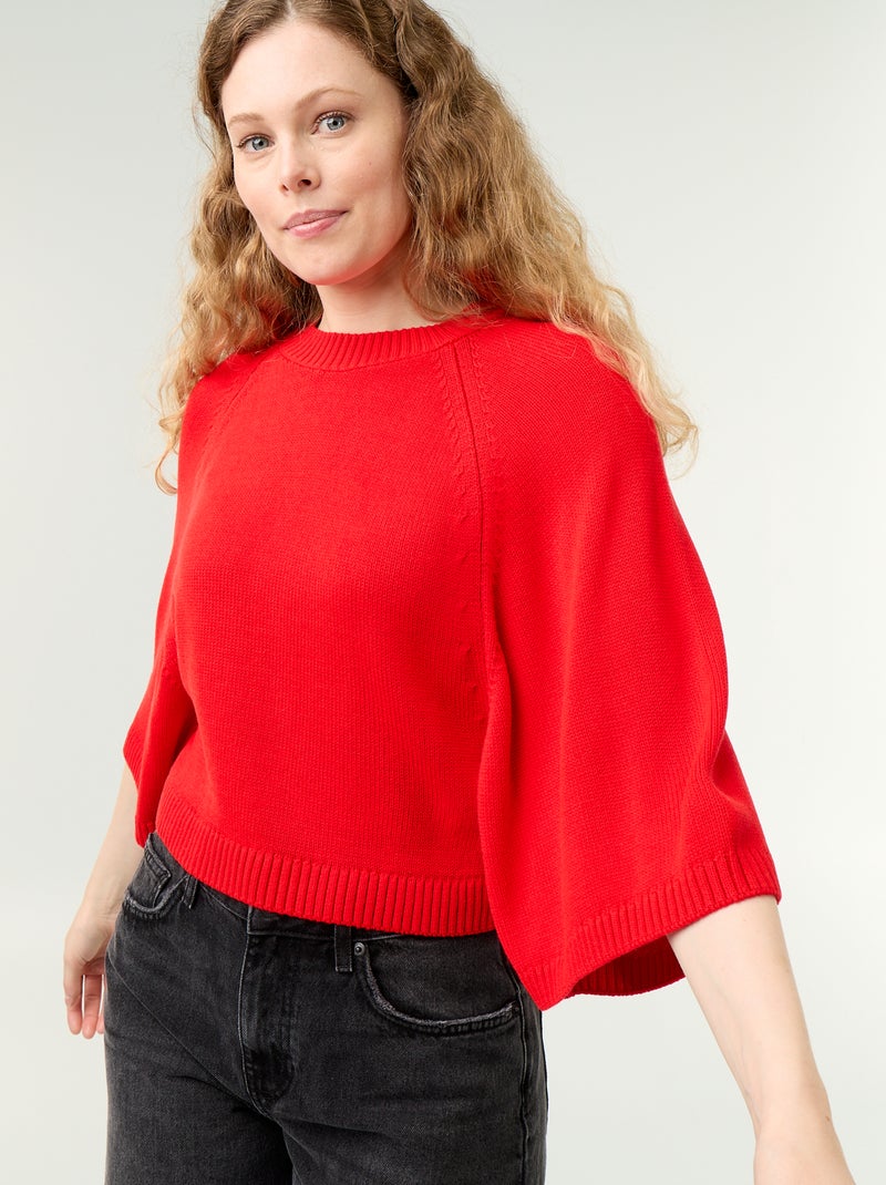 Oversized gebreide trui met lage mouwinzetten Rood - Kiabi