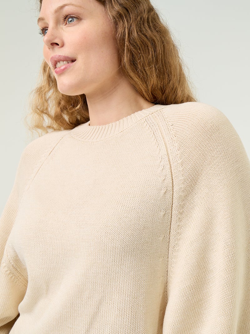 Oversized gebreide trui met lage mouwinzetten Wit - Kiabi