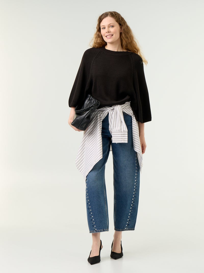 Oversized gebreide trui met lage mouwinzetten Zwart - Kiabi
