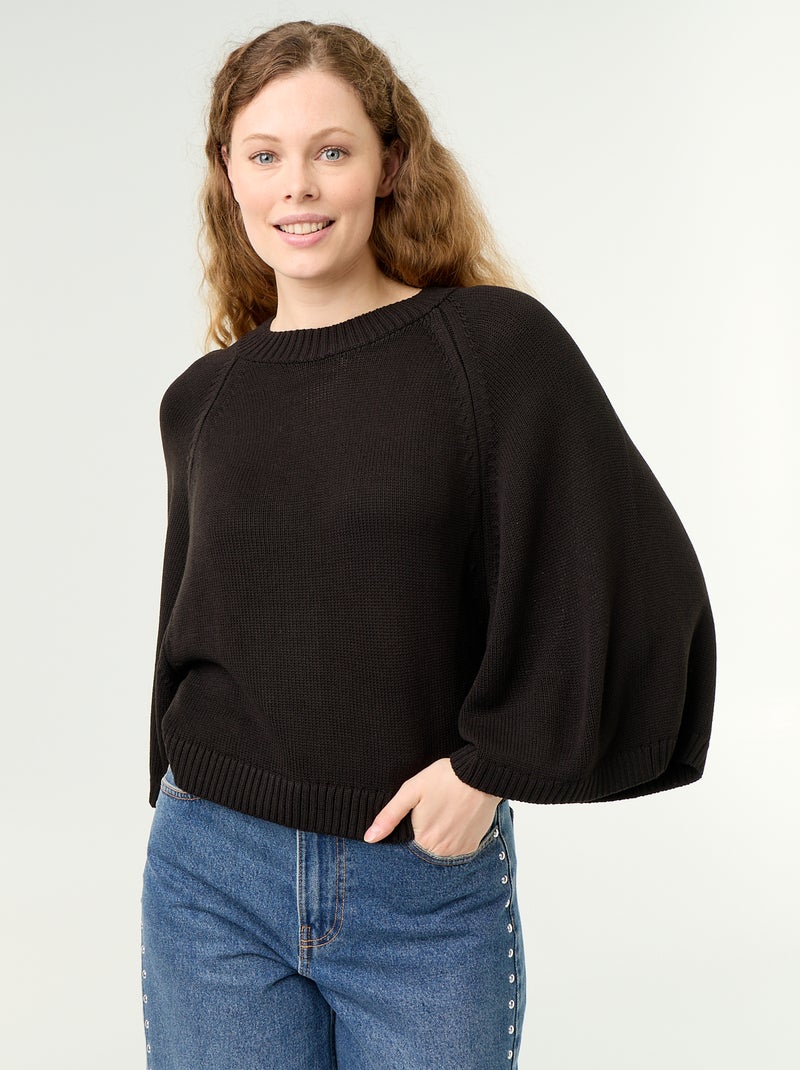 Oversized gebreide trui met lage mouwinzetten Zwart - Kiabi