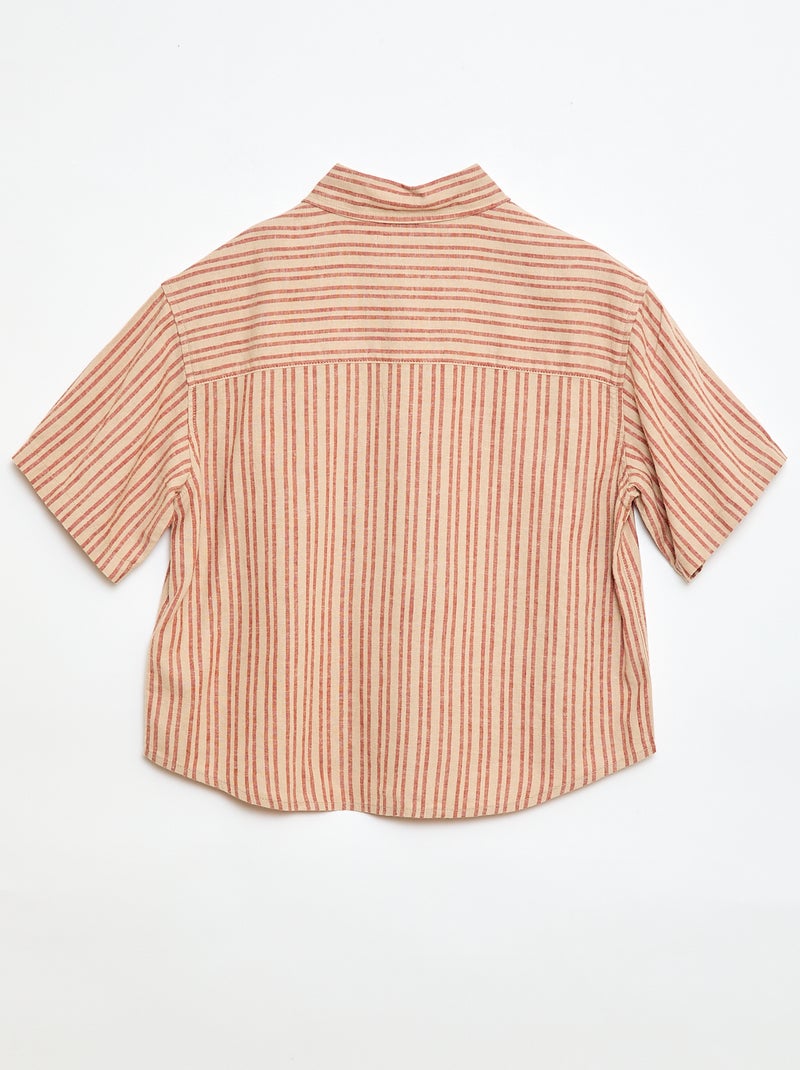 Oversized gestreept hemd Biege - Kiabi