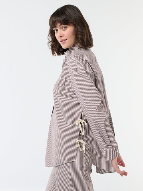 Oversized gestreept popline overhemd - Kiabi