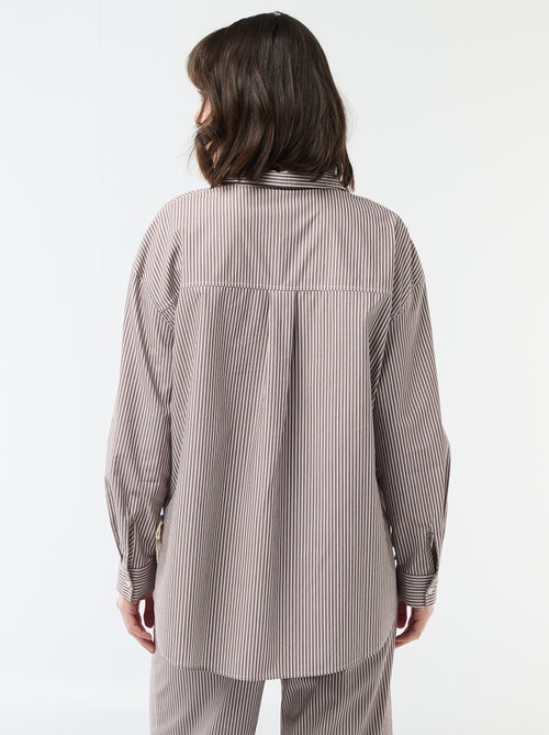 Oversized gestreept popline overhemd - Kiabi