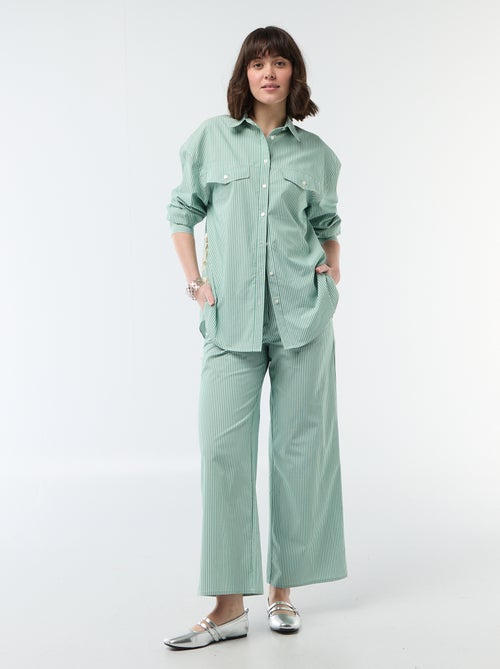 Oversized gestreept popline overhemd - Kiabi