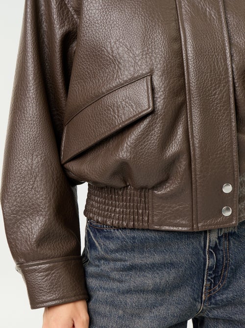 Oversized jas van imitatieleer met opstaande kraag - Kiabi