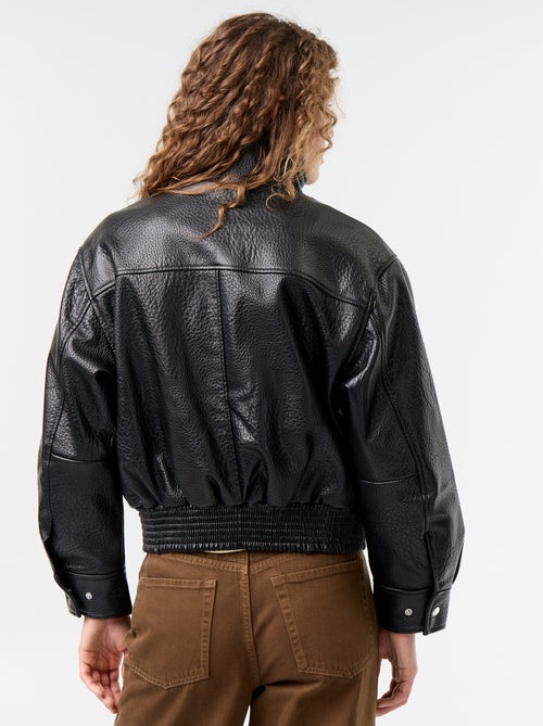 Oversized jas van imitatieleer met opstaande kraag - Kiabi