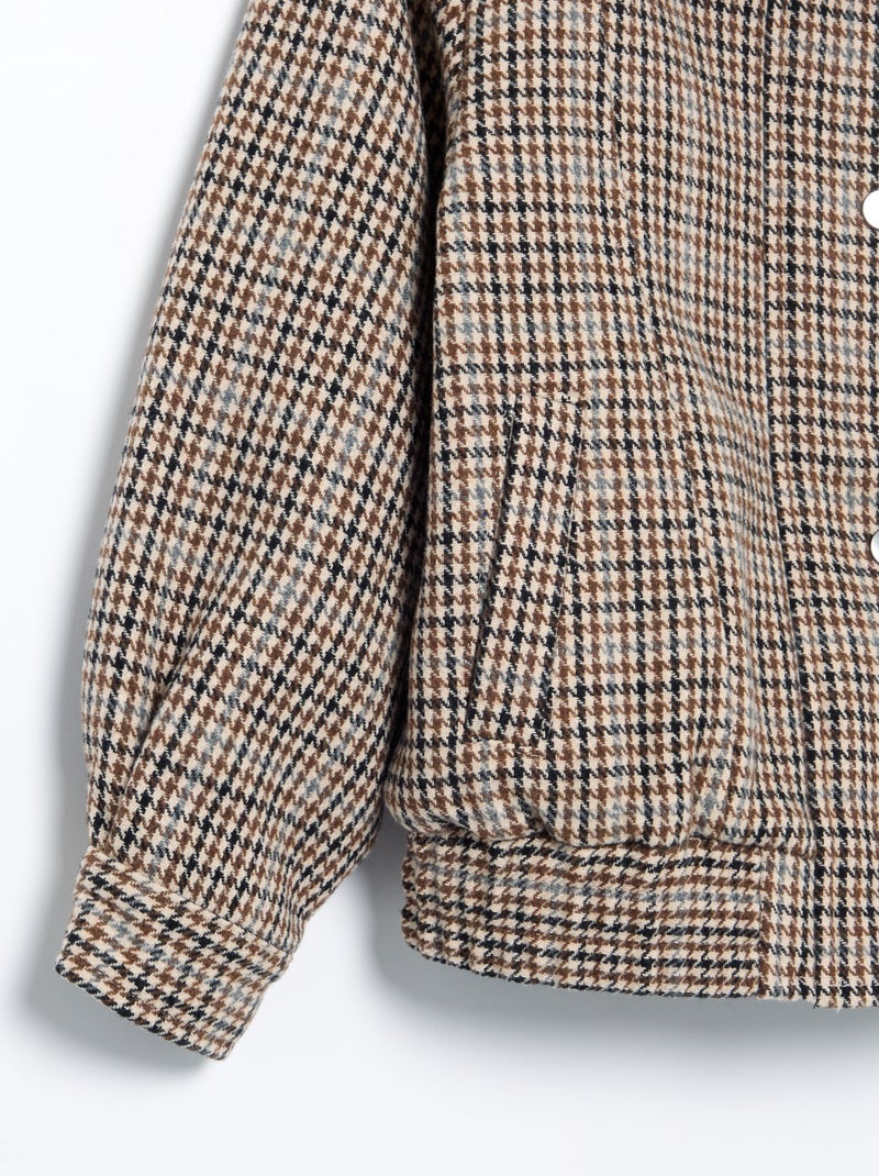 Oversized jas van imitatiewolstof met afneembare bontkraag Biege - Kiabi