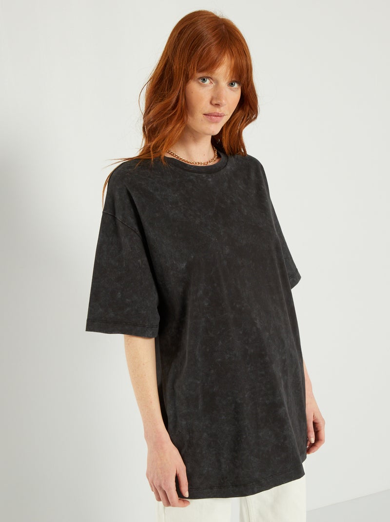 Oversized katoenen T-shirt ZWART - Kiabi