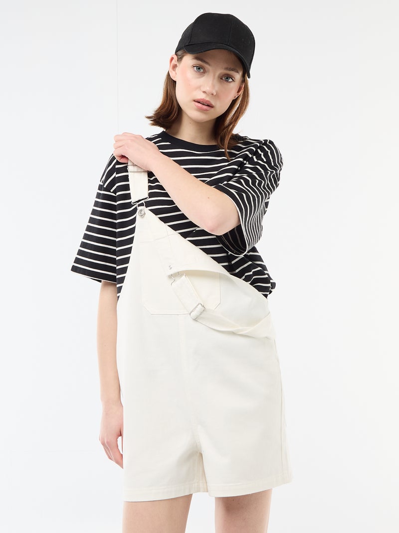 Oversized korte tuinbroek Wit - Kiabi