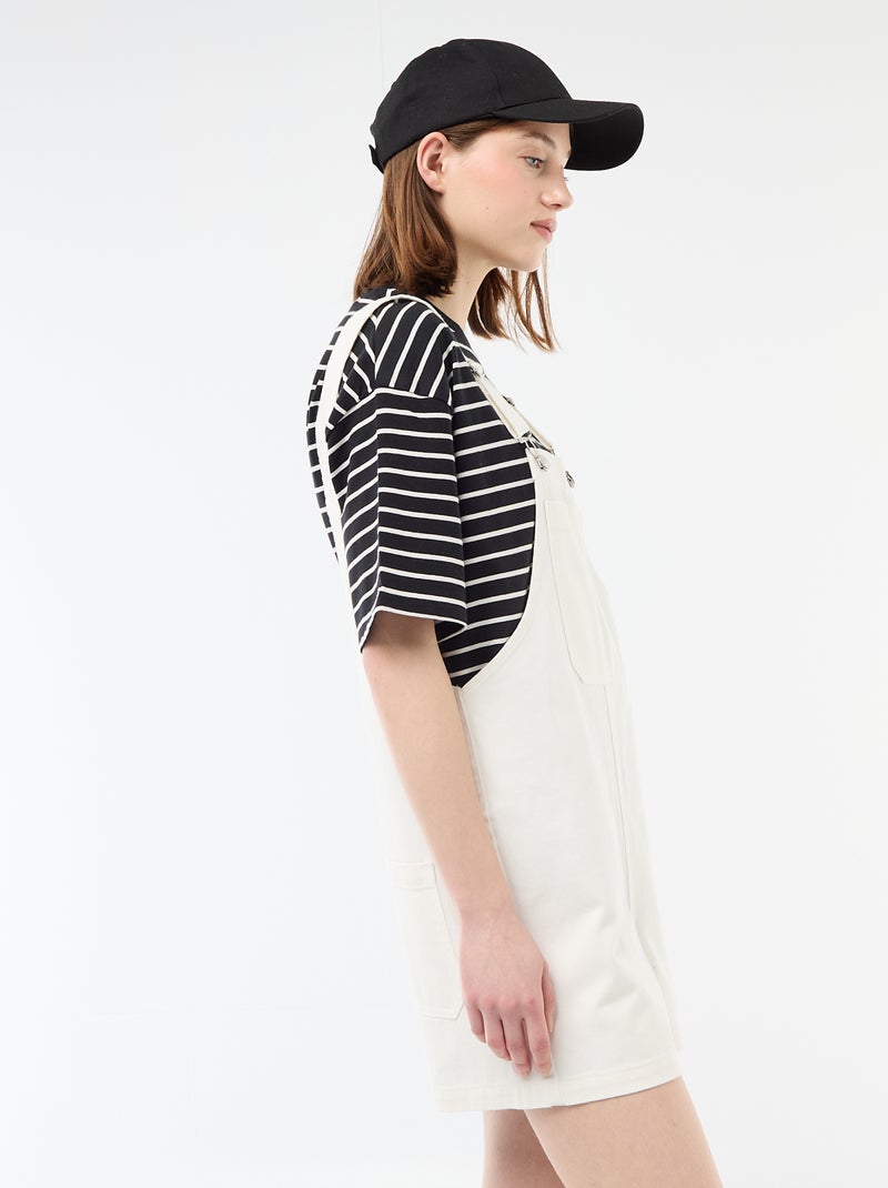 Oversized korte tuinbroek Wit - Kiabi