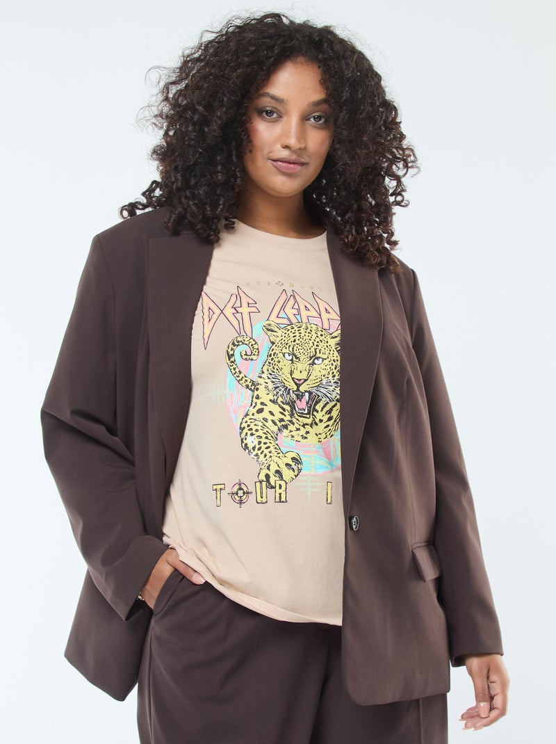 Oversized lang jasje bruin - Kiabi