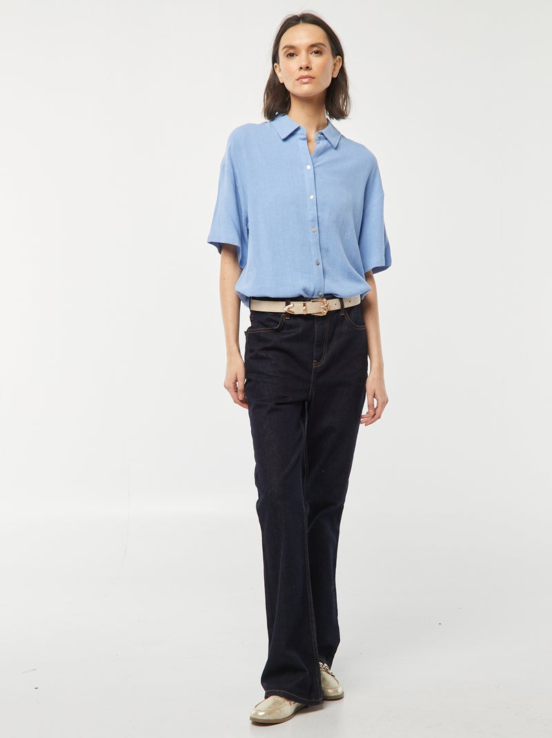 Oversized linnen blouse BLAUW - Kiabi