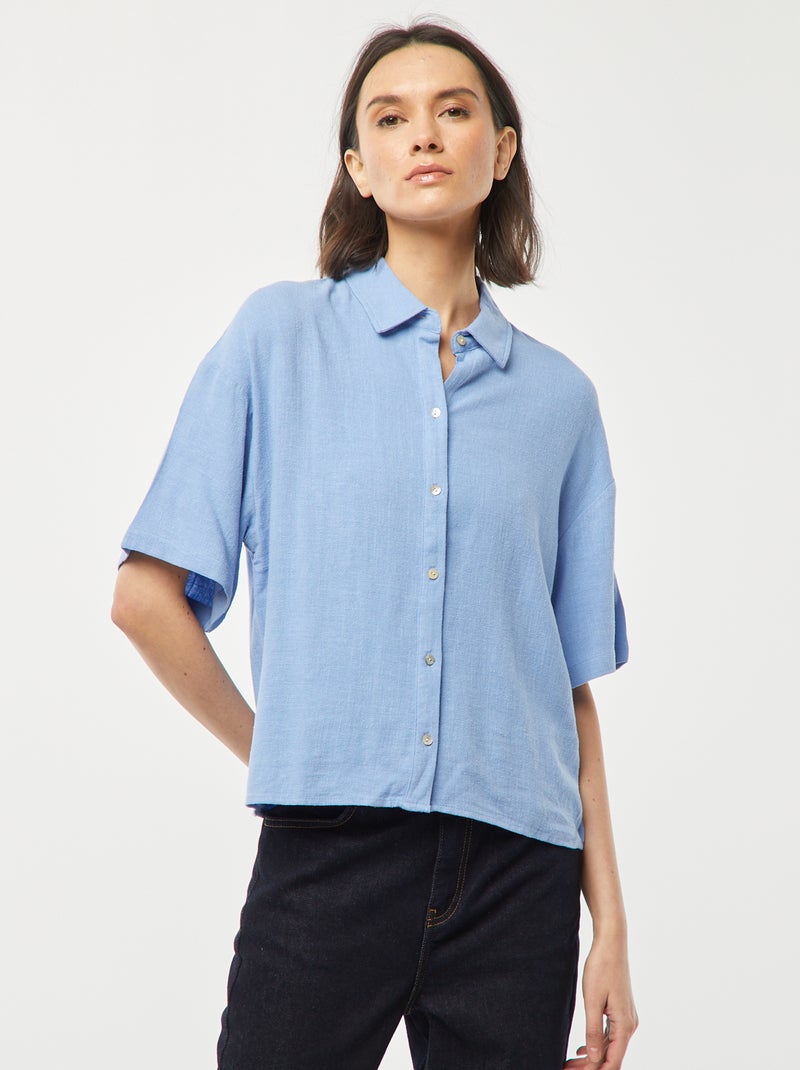 Oversized linnen blouse BLAUW - Kiabi