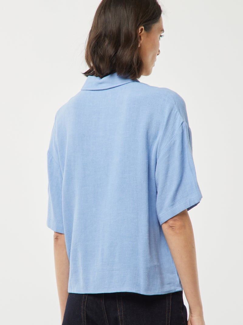 Oversized linnen blouse BLAUW - Kiabi