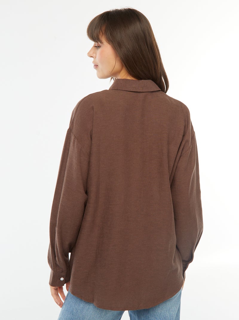 Oversized linnen blouse bruin - Kiabi
