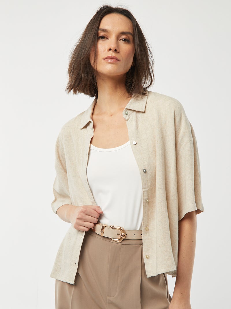 Oversized linnen blouse WIT - Kiabi