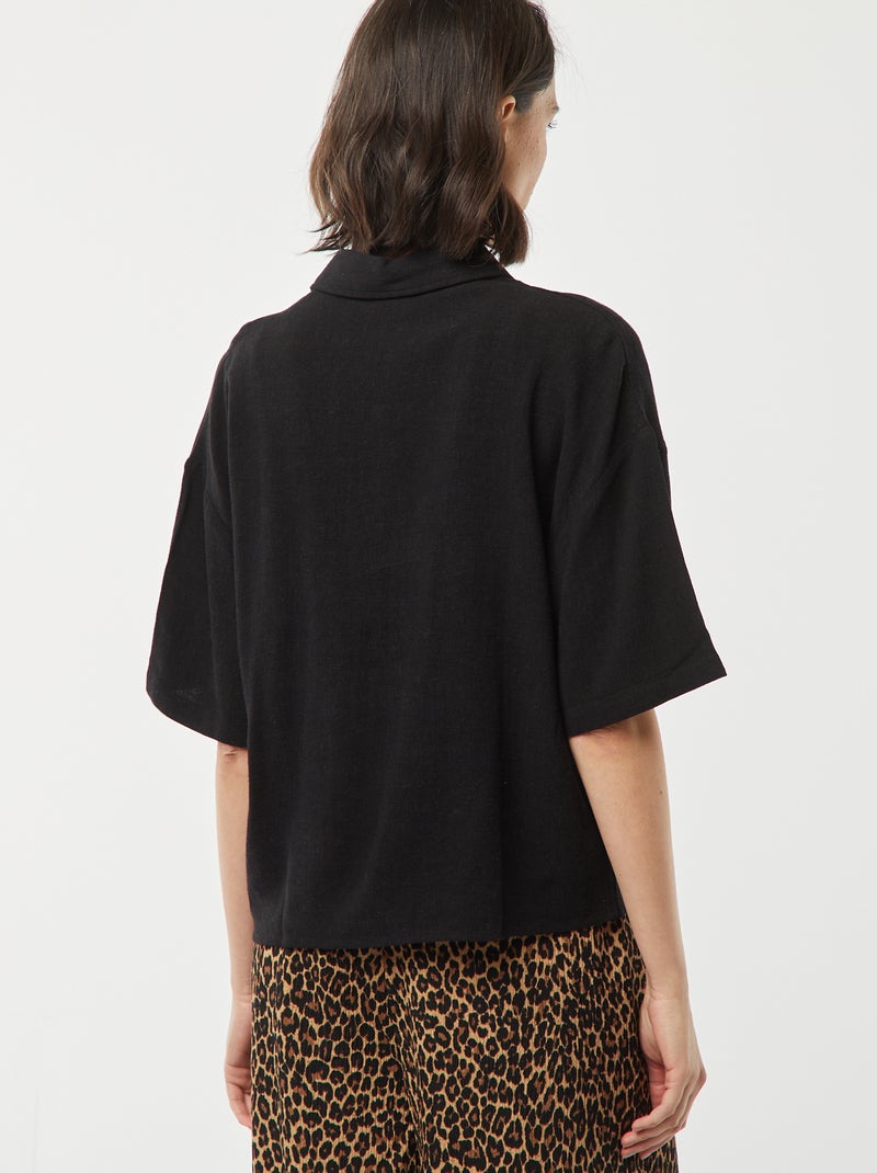 Oversized linnen blouse zwart - Kiabi
