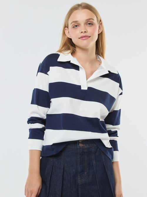 Oversized polo-T-shirt met strepen - Kiabi