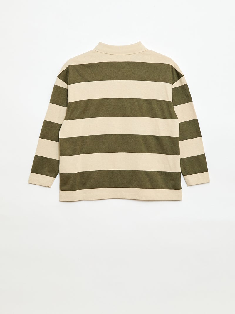 Oversized poloshirt met strepen Groen - Kiabi
