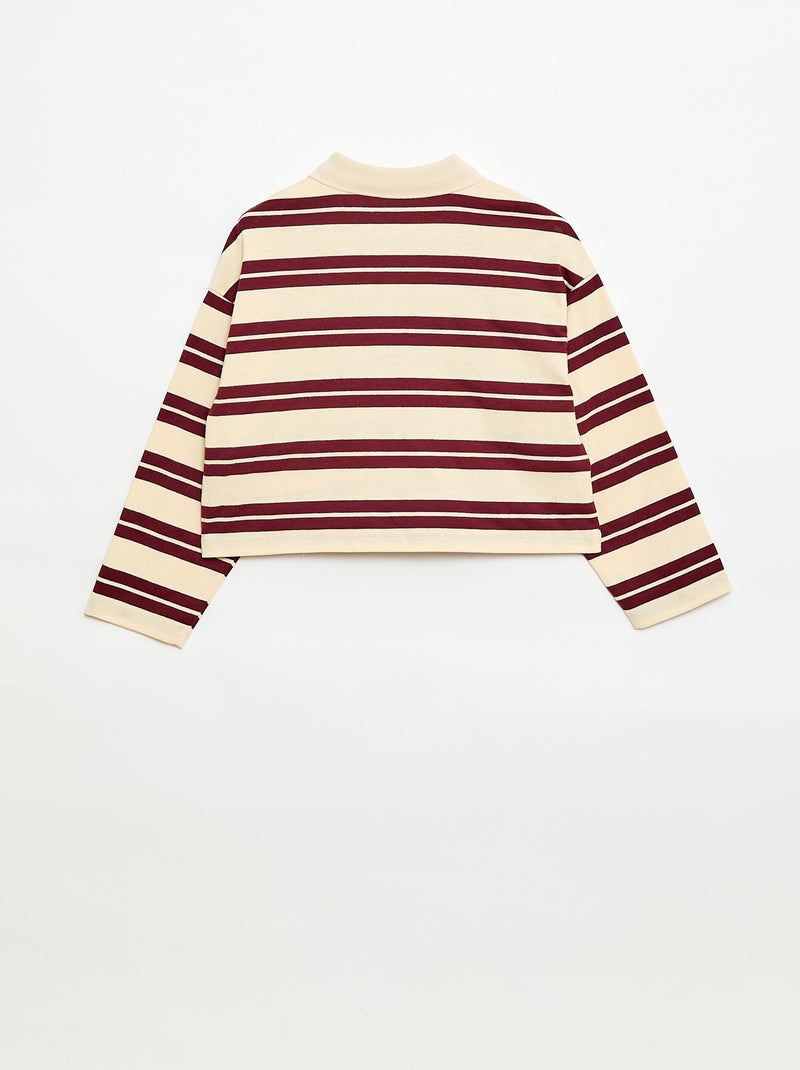 Oversized poloshirt met strepen Rood - Kiabi