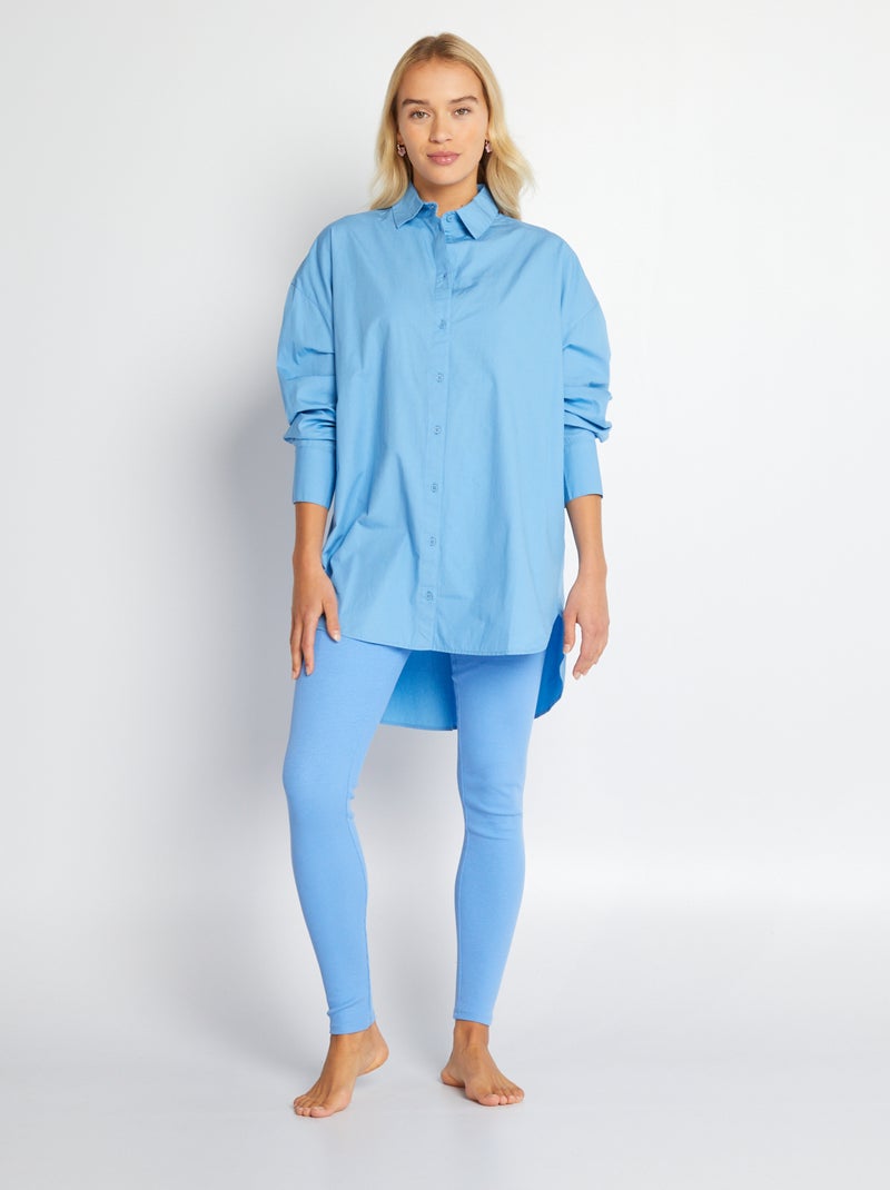 Oversized poplin overhemd Blauw - Kiabi