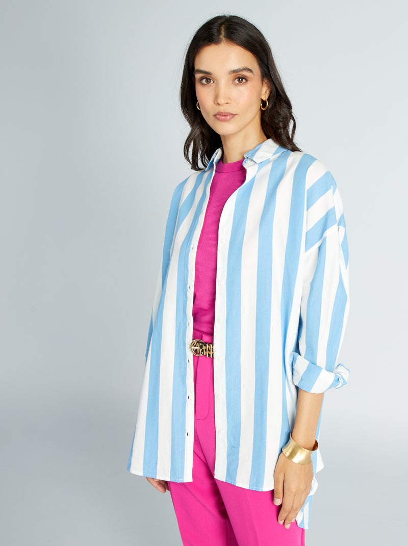 Oversized poplin overhemd BLAUW - Kiabi