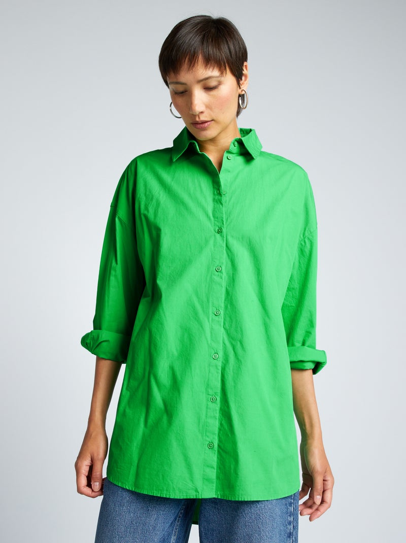 Oversized poplin overhemd GROEN - Kiabi