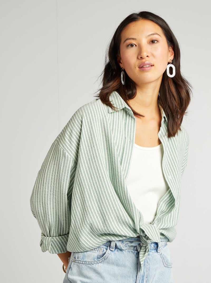 Oversized, soepelvallende blouse GROEN - Kiabi