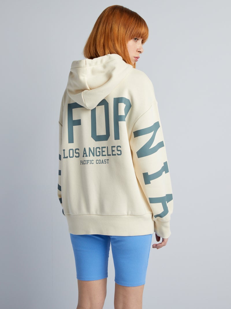 Oversized sweater met capuchon en print BIEGE - Kiabi
