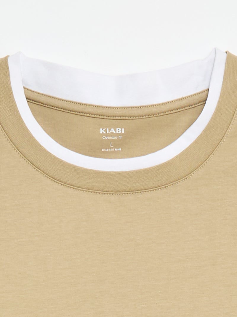 Oversized T-shirt 2-in-1 effect +1,90m Biege - Kiabi