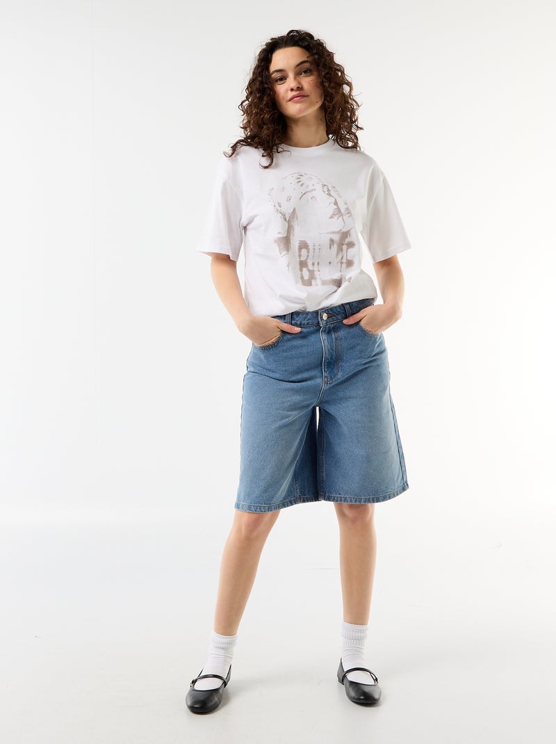 Oversized T-shirt Billie Ellish met korte mouwen Wit - Kiabi